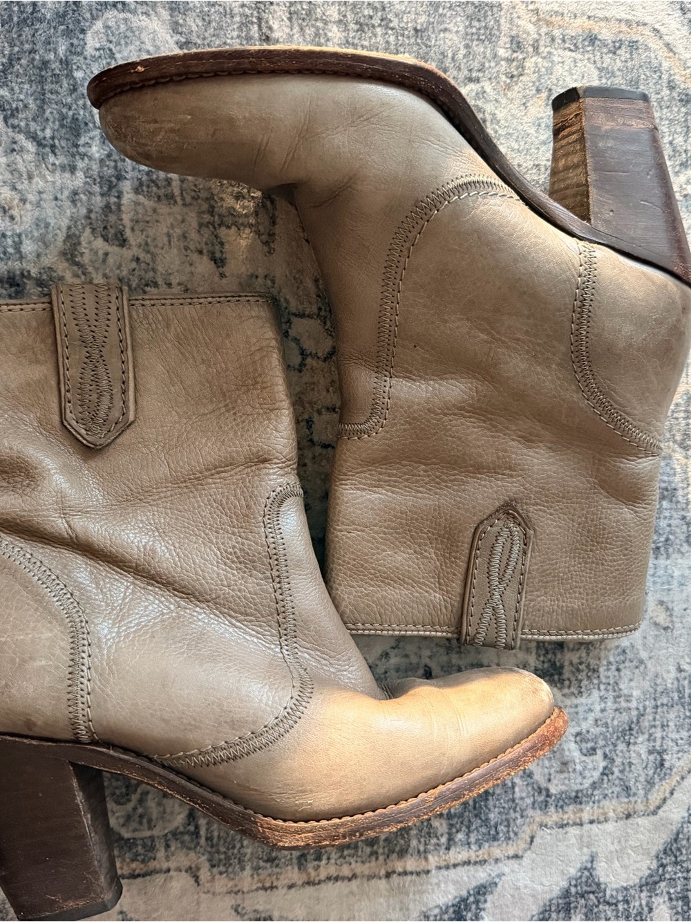 Frye Women’s Mid-Calf Leather Western Boot - Taupe - Picture 2 of 7